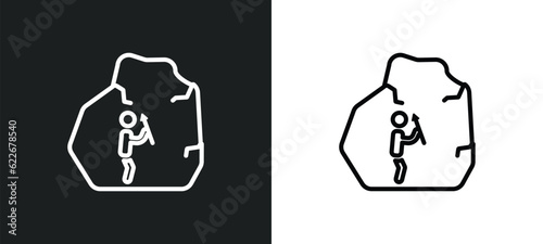 cave painting outline icon in white and black colors. cave painting flat vector icon from stone age collection for web, mobile apps and ui.
