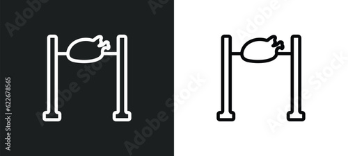 roast chicken outline icon in white and black colors. roast chicken flat vector icon from stone age collection for web, mobile apps and ui.