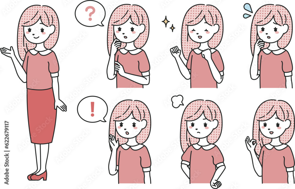 様々なポーズの女性セット