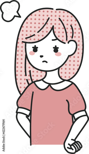 怒る髪の長い女性