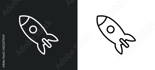 rocket outline icon in white and black colors. rocket flat vector icon from startup collection for web, mobile apps and ui.