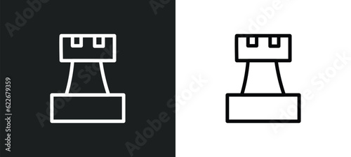 rook outline icon in white and black colors. rook flat vector icon from strategy collection for web, mobile apps and ui.