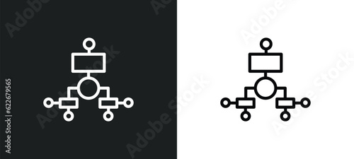 flowchart outline icon in white and black colors. flowchart flat vector icon from startup collection for web, mobile apps and ui.