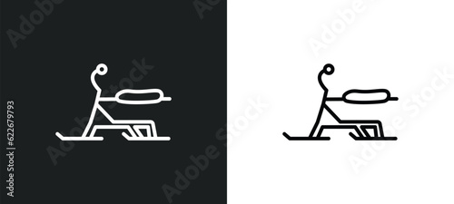 skibob outline icon in white and black colors. skibob flat vector icon from sports and competition collection for web, mobile apps and ui. photo
