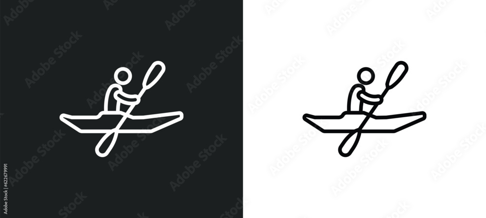 man in canoe outline icon in white and black colors. man in canoe flat vector icon from sports collection for web, mobile apps and ui.