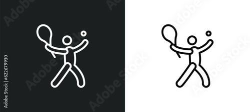 man playing tennis outline icon in white and black colors. man playing tennis flat vector icon from sports collection for web, mobile apps and ui.