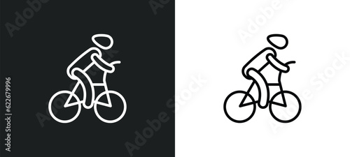 bicycle rider outline icon in white and black colors. bicycle rider flat vector icon from sports collection for web, mobile apps and ui.
