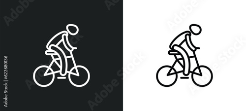 man riding bike outline icon in white and black colors. man riding bike flat vector icon from sports collection for web, mobile apps and ui.
