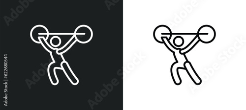 weight lifting outline icon in white and black colors. weight lifting flat vector icon from sports collection for web, mobile apps and ui.