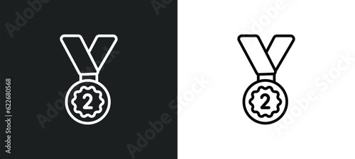 second prize outline icon in white and black colors. second prize flat vector icon from sports collection for web, mobile apps and ui.