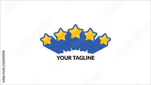 logo bintang lima yang berwarna kuning dengan 3d berwarna biru yang modern dan indah photo