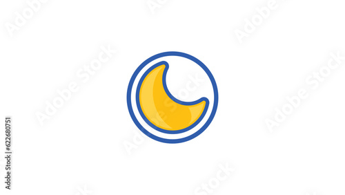 the moon logo inside a Circle is modern and beautiful in yellow and blue