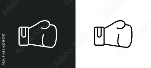 boxing glove outline icon in white and black colors. boxing glove flat vector icon from sports collection for web, mobile apps and ui.