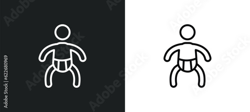 sumo outline icon in white and black colors. sumo flat vector icon from sport collection for web, mobile apps and ui.