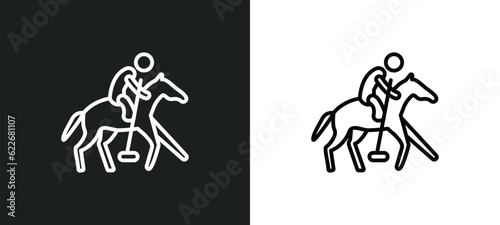 polo sport outline icon in white and black colors. polo sport flat vector icon from sport collection for web, mobile apps and ui.
