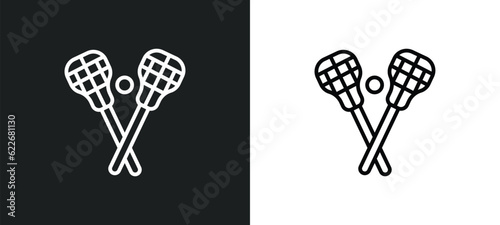 lacrosse outline icon in white and black colors. lacrosse flat vector icon from sport collection for web, mobile apps and ui.