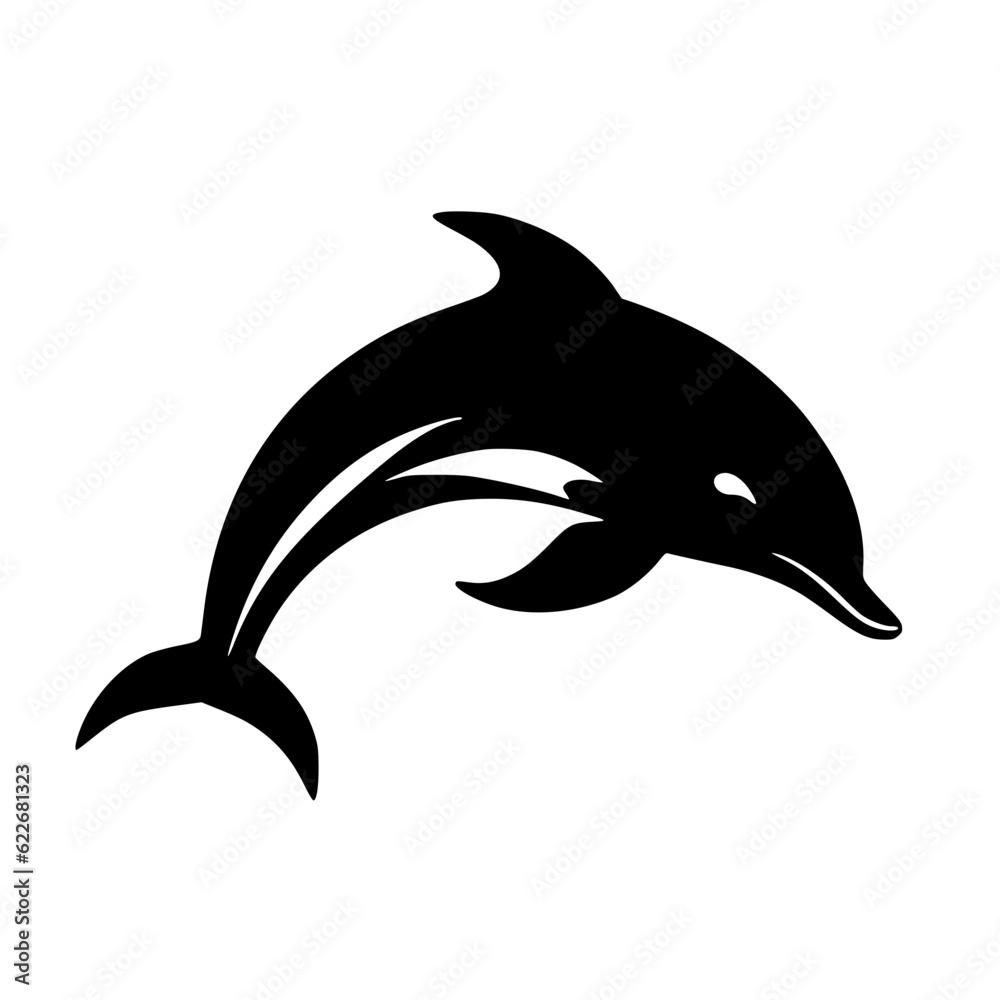 Fototapeta premium Dolphin outline, Vector dolphin illustration, Dolphin line art , Dolphin vector graphic, Dolphin
