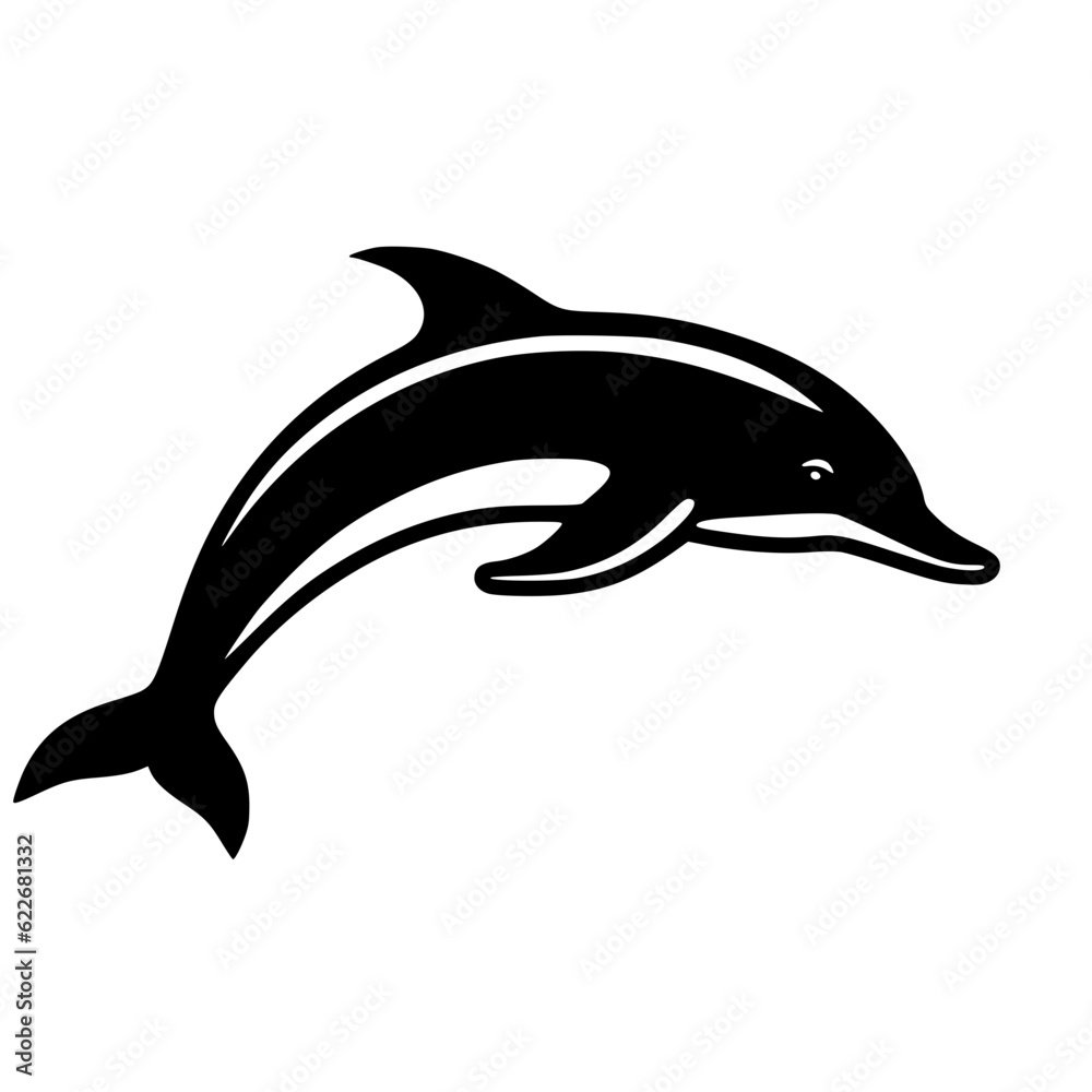 Fototapeta premium Dolphin outline, Vector dolphin illustration, Dolphin line art , Dolphin vector graphic, Dolphin