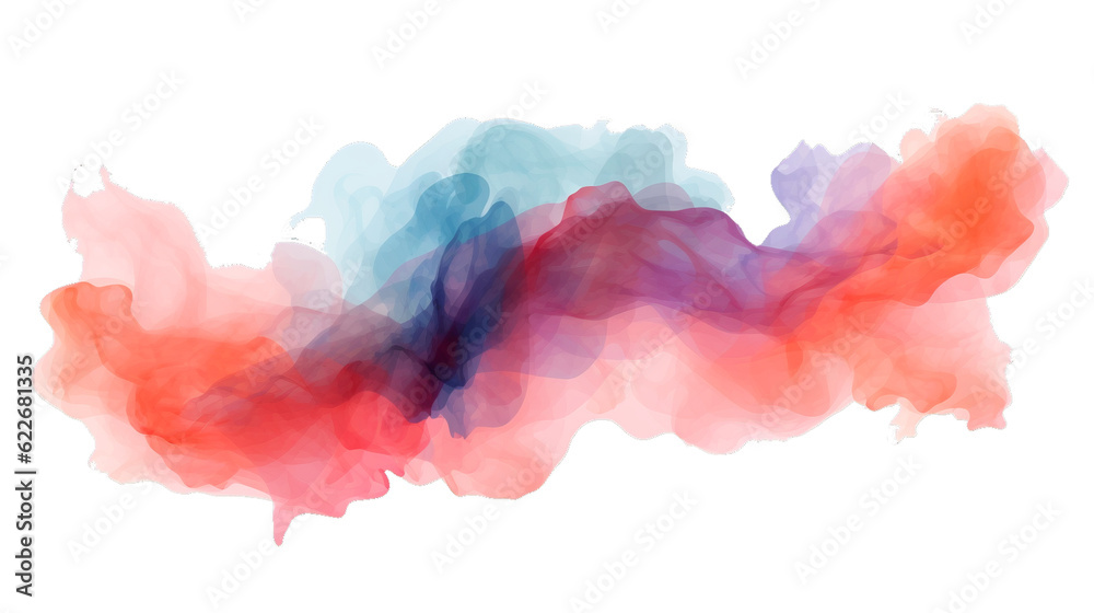 Pastel pink blue watercolor stain or brush isolated on transparent background png (Generative Ai)