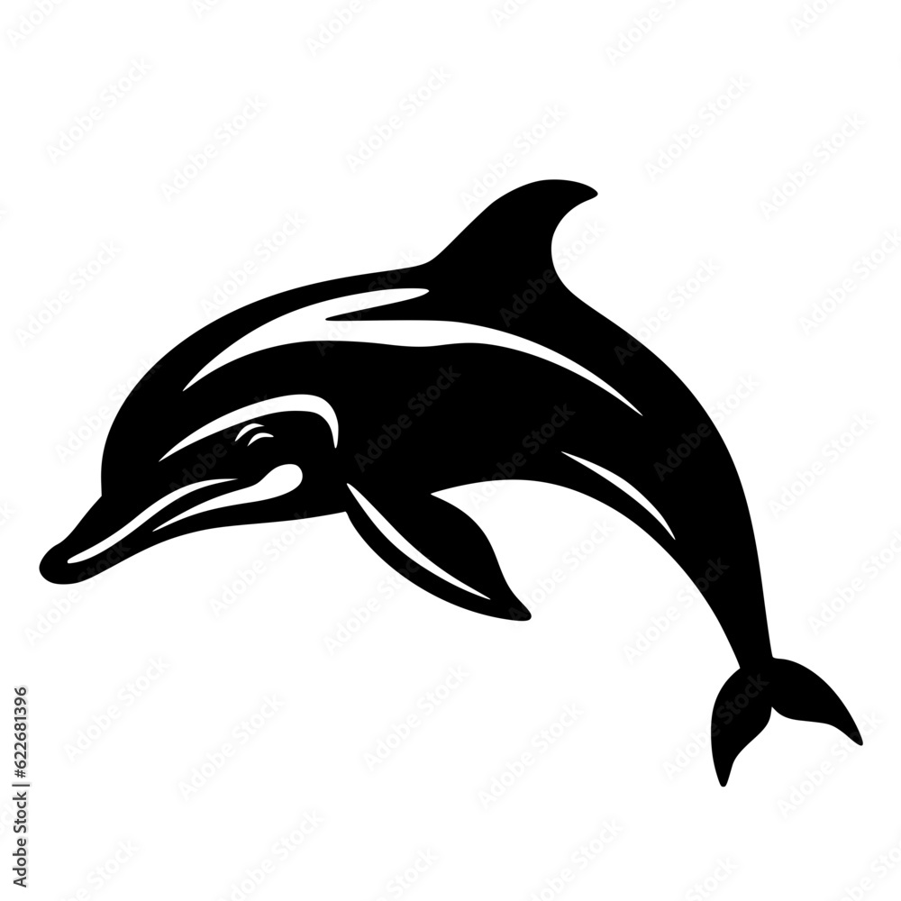 Fototapeta premium Dolphin outline, Vector dolphin illustration, Dolphin line art , Dolphin vector graphic, Dolphin