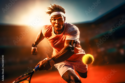 Energetic Tennis Player in Action Courting Success: ai generated art photo