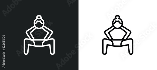 sumo outline icon in white and black colors. sumo flat vector icon from sport collection for web, mobile apps and ui.