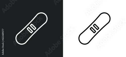 snowboard outline icon in white and black colors. snowboard flat vector icon from sport collection for web, mobile apps and ui.