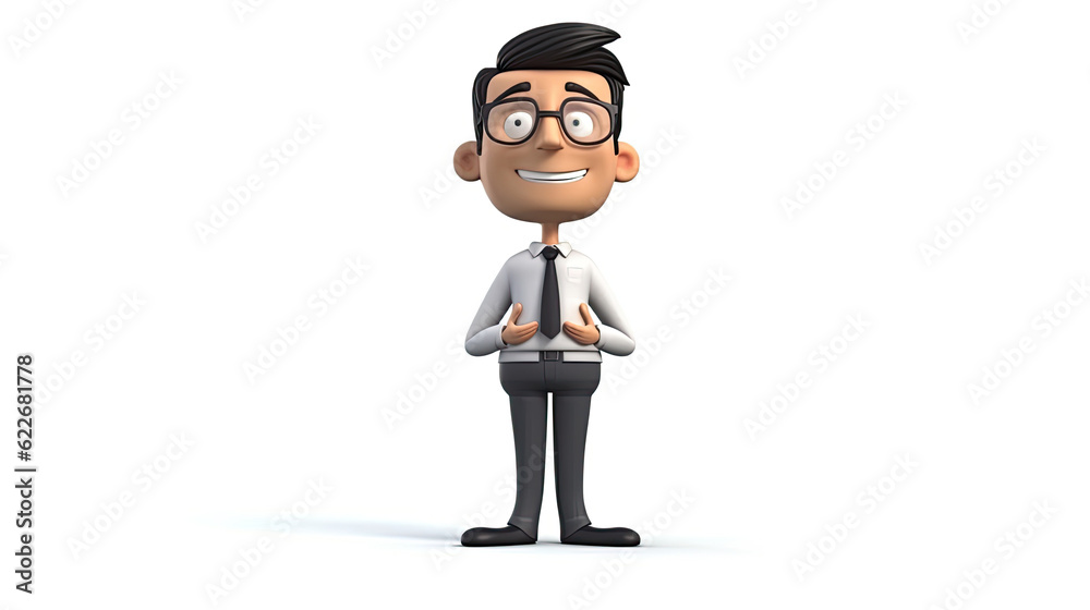 Relaxed businessman 3d illustration - Generative AI. Relaxed businessman 3d illustration - Generative AI.