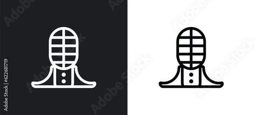 kendo outline icon in white and black colors. kendo flat vector icon from sport collection for web, mobile apps and ui.