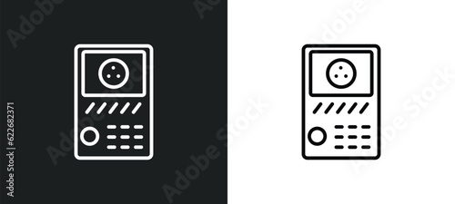 intercom outline icon in white and black colors. intercom flat vector icon from smart house collection for web, mobile apps and ui.