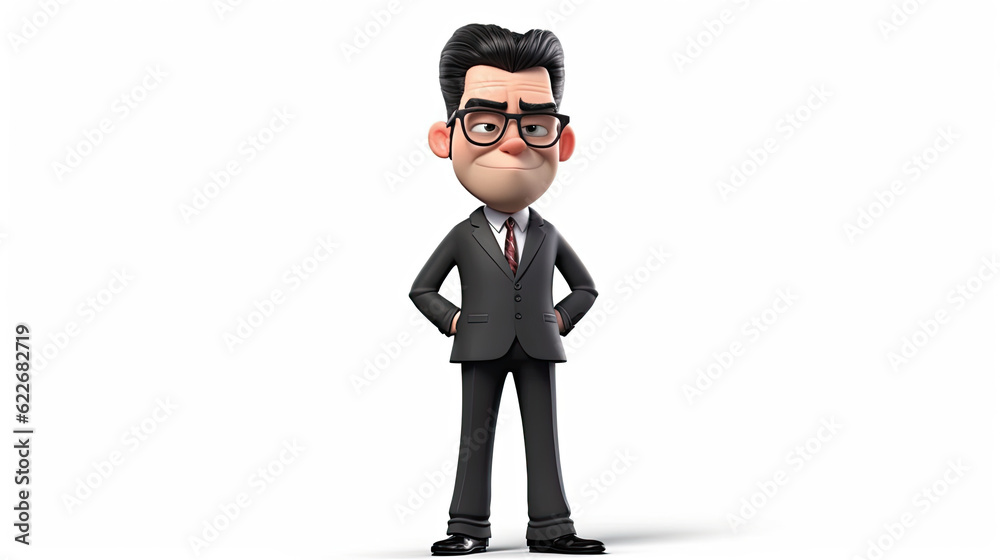 Serious businessman 3d illustration - Generative AI. Serious businessman 3d illustration - Generative AI.