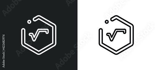 square root outline icon in white and black colors. square root flat vector icon from signs collection for web, mobile apps and ui.