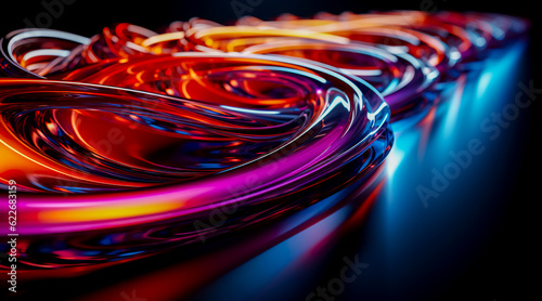 Futuristic technology abstract background with lines for network, big data, data center, server, internet, speed. Abstract neon lights into digital technology tunnel. Generative AI