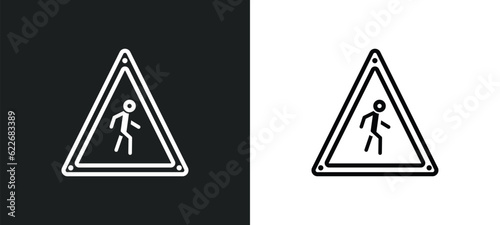 street traffic triangular outline icon in white and black colors. street traffic triangular flat vector icon from signs collection for web  mobile apps and ui.