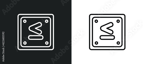 is less than or equal to outline icon in white and black colors. is less than or equal to flat vector icon from signs collection for web, mobile apps and ui.