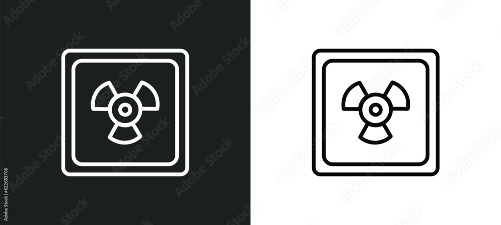 radioactive outline icon in white and black colors. radioactive flat vector icon from signs collection for web, mobile apps and ui.
