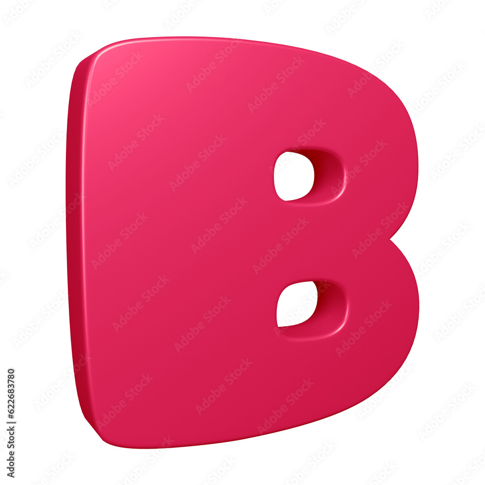 3D pink alphabet letter b for education and text concept 3D pink alphabet letter b for education and text concept