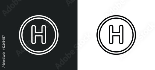 round hotel outline icon in white and black colors. round hotel flat vector icon from signs collection for web, mobile apps and ui.