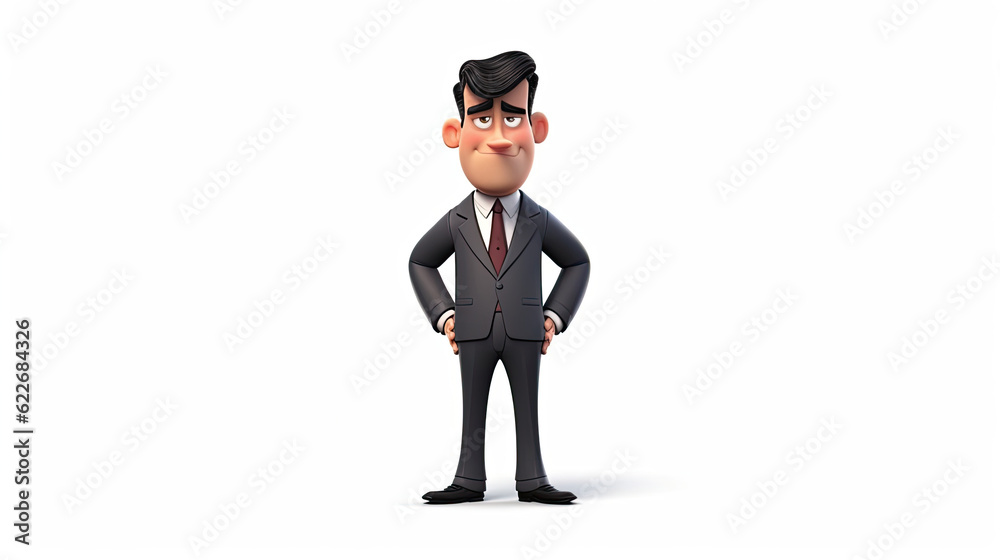 Stressed businessman 3d illustration - Generative AI. Stressed businessman 3d illustration - Generative AI.
