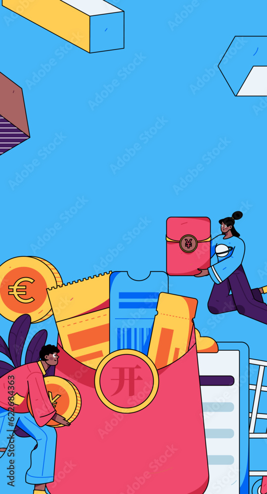 Obraz premium Holiday Shopping E-Commerce Online Shopping People Flat Vector Concept Operation Hand Drawn Illustration 