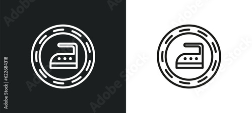 ironing outline icon in white and black colors. ironing flat vector icon from signs collection for web, mobile apps and ui.
