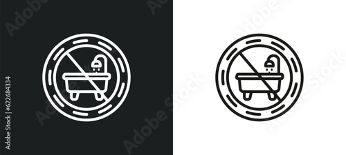 no shower outline icon in white and black colors. no shower flat vector icon from signs collection for web, mobile apps and ui.