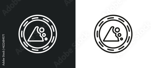 falling rocks outline icon in white and black colors. falling rocks flat vector icon from signs collection for web, mobile apps and ui.