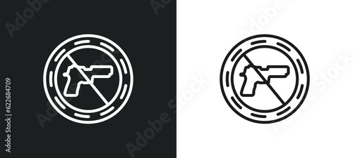 guns outline icon in white and black colors. guns flat vector icon from signs collection for web, mobile apps and ui.