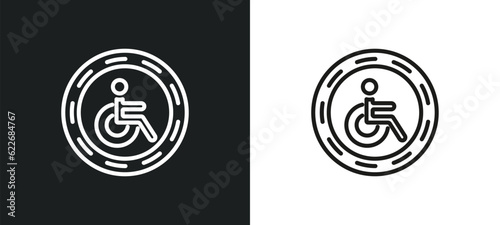 disability outline icon in white and black colors. disability flat vector icon from signs collection for web, mobile apps and ui.