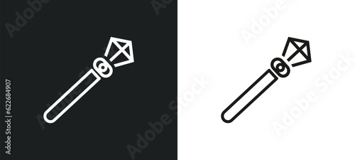 scepter outline icon in white and black colors. scepter flat vector icon from shapes and symbols collection for web, mobile apps and ui. photo