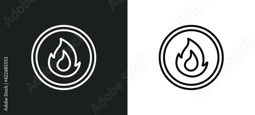 fire over line outline icon in white and black colors. fire over line flat vector icon from shapes collection for web, mobile apps and ui.