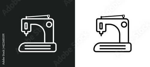 sewing equipment outline icon in white and black colors. sewing equipment flat vector icon from sew collection for web, mobile apps and ui.