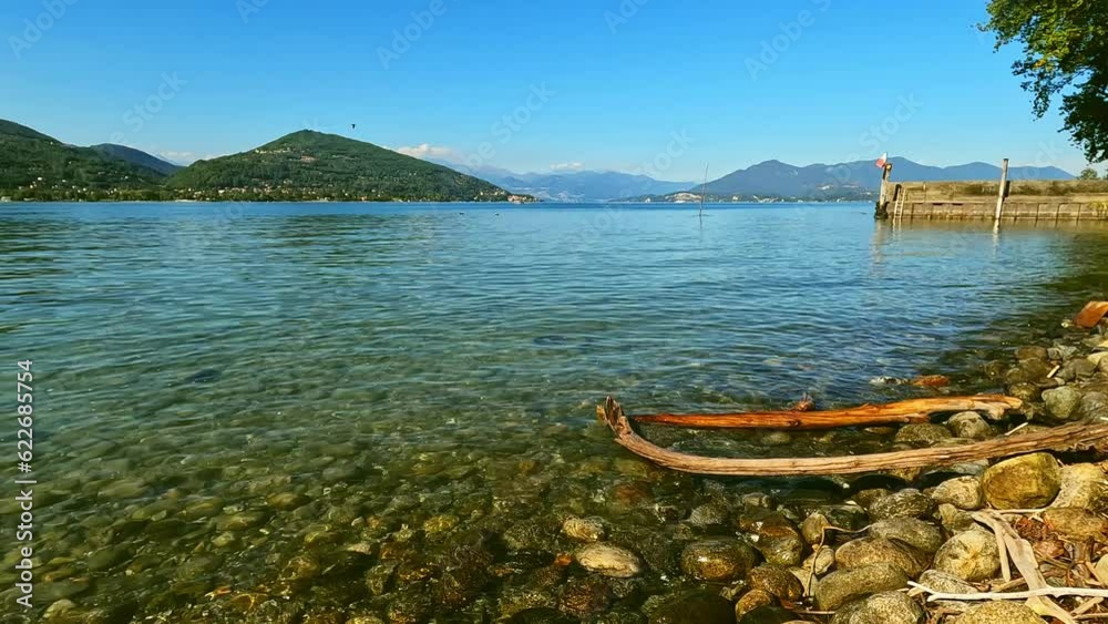 lake Maggiore and mountains in summer day lake Maggiore and mountains in summer day