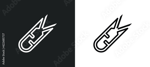 thread nippers outline icon in white and black colors. thread nippers flat vector icon from sew collection for web, mobile apps and ui.